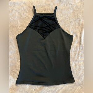 ☀️Black Halter Top with Mesh Detail☀️